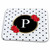 3dRose Letter P Monogram black and white polka dots with red... - Dish Drying Mats (ddm-317357-1)