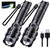 2 Pack Flashlights High Lumens Rechargeable, 100000 Lumens Powerful Led Flashlight, Super Bright Flashlight USB Powerful Handheld Flashlights, Rechargeable Flashlights for Emergencies Camping Hiking