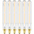 Leools E12 Led Long Bulb,7.3Inch Long Tubular Light Bulbs,T6 B11 Candelabra Bulb 40 watt for Chandeliers,Clear Glass,Warm White,2700K 400LM 4W Dimmable Tube E12 Led Edison Bulb 6Pack