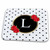 3dRose Letter L Monogram black and white polka dots with red... - Dish Drying Mats (ddm-317353-1)
