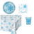 Party Creations Snowflake Swirls Winter Princess Party Supply Pack | Bundle Includes Paper Dinner Plates, Napkins, Cups, and a Tablecover for 16 People | Snow Princess Design, Blue & White