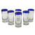 NOVICA Artisan Crafted Hand Blown Clear Blue Rim Recycled Glass Shot Glasses, 2 Oz. 'Tequila Blues' (Set Of 6)
