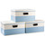 PRANDOM Collapsible Storage Bin with Lid [3-Pack] Fabric Foldable Storage Box Organizer Container Basket Cube with Cover for Home Bedroom Closet Office Nursery Blue&Cream(14.9x9.8x9.8)