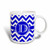 3dRose Blue chevron monogram initial D Two Tone Mug, 11 oz, Red/White