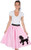 Adult Poodle Skirt with Musical Note printed Scarf Light Pink by Kidcostumes