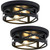 ZHU YAN 2 Pack Black Flush Mount Ceiling Light,Industrial Farmhouse Metal Cage Black Light Fixtures Ceiling Mount for Kitchen Entryway Hallway E26 Base