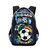 Cusangel Kids Backpack Blue Football, Soccer Backpack for Boys,Backpack for Kids Multi Compartment Backpack, Chest Strap Side Pockets 16 Inch