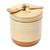 Creative Co-Op Stoneware Ceramic Pot with Wooden Spoon and Reactive Glaze Finish Jar, Brown