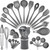 28PCS Silicone Kitchen Cooking Utensils Set with Holder, AIKWI Heat-Resistant & Non-stick Silicone Turner Spatula Spoon for Cooking, BPA Free Kitchen Tools Gift (Gray)