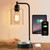 LEDIARY Industrial Table Lamps with AC Outlet and 2 USB Ports, Fully Stepless Dimmable Bedside Lamps, Nightstand Lamp with Glass Shade for Bedroom, Living Room, Office, 2700K Bulbs Included