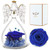 Angel Rose Figurines Angel Gifts for Women, Preserved Real Rose Glass Angel Gifts for Her Grandma Mom, Angels Figurines Guardian Unique Gifts Valentine Mothers Day Birthday Thanksgiving Gift - Blue