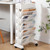 Yosoo Book Rack Storage Bookshelf, Movable Bookshelf Large Capacity Rotatable Removable Movable Unique Bookcase Plastic Practical Rolling Organization Shelf Utility Organizer for Home
