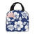 Reusable Lunch Tote Bag Blue Navy Hibiscus Pattern Insulated Lunch Bag Durable Cooler Lunch Box