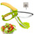 Salad Chopper Scissors?Heavy Duty Kitchen Salad Scissors?Multifunction Double Blade Salad Chopper Tool ?Stainless Steel Vegetable Slicer and Fruit Cutter?Salad Chopper ?Green with yellow handle?