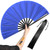 OMyFans Large Rave Folding Hand Fan - Foldable Chinese Tai Chi Kung Fu fan - Ideal for Festivals, EDM, Dancing, Hot Flashes, Church and Gifts (Blue)