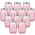 12 Pieces 32 oz Colored Mason Jars Glass Mason Jars with Lids Glass Wide Mouth Canning Jar Mason Jars NOT Allowed Dishwasher (Pink)