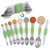 Measuring Spoons Set of 9 Magnetic Measuring Spoons Dual Sided Stainless Steel Measuring Spoons Stackable Nesting Tablespoon Teaspoon, Fits in Spice Jars, for Dry or Liquid Ingredients (Green)