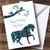 Blue & Brown Floral Horse Personalized Birthday Greetings Greetings Card