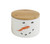 Creative Co-Op 4 Inch Stoneware Canister with Snowman Face & Bamboo Lid