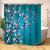 TJZ HOME Cherry Blossom Shower Curtains,Floral Teal Fabric Sakura Plum Blossom Turquoise Polyester Cloth Print Bathroom Curtains Include Hooks Set 72?w by 72?L (yl0738)