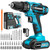 Saker Cordless Drill Set, 20V Electric Drill with Drill/Screwdriver Bits, 3/8-Inch Keyless Chuck, 2 Variable Speeds, 18+1 Torque Setting Battery Power Drilling Driver for Plastic, Wood, Metal, Screws