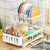 HERJOY Dish Drying Rack- 2 Tier Dish Rack with Drainboard for Kitchen Counter, Detachable Dish Drainer Kitchen Organizer Rack with Utensil Holder and Cup Rack, White Dish Rack