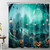 LB Halloween Spooky Graveyard Shower Curtain for Bathroom,Scary Pumpkin and Black Crow in Misty Forest Fabric Shower Curtain with Hooks,Night Moon Bathroom Curtain Shower Set, 72x78 inches