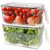 loobuu Produce Saver Containers for Refrigerator - 2 Pack Stackable Food Storage Container for Fridge, Berry Keeper Boxes with Removable Drain Tray Keep Fresh for Vegetables, Fruit,Meat and Salad