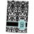 3D Rose Letter H Monogrammed Mint Blue Black and White Damask Pattern-Classy Personalized Initial Towel, 15" x 22", Multicolor