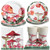Cieovo Mushroom Party Pack, Serves 16 Guest -Including Dinner Plates, Luncheon Napkins and Cups Supply Tableware Set Kit for Mushroom Theme Birthday Party Decorations