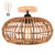 Ceiling Light Fixture,Semi Flush Mount Ceiling Light, Rattan Lampshade Wicker Bamboo Farmhouse Light Fixtures with Rattan Shade for Bedroom Hallway Dining Room Bathroom Corridor Passway 1Pack