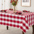 60 x 104 Inch Rectangle Checkered Tablecloth - Wrinkle Resistant Waterproof Table Cloth Buffalo Plaid Washable Polyester Fabric Table Cover for Outdoor Picnic, Dinner and Party, Red and White
