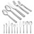 Homikit 65-Piece Silverware Set with Serving Utensils, Stainless Steel Hammered Square Flatware Cutlery Set for 12, Fancy Eating Utensils Tableware Sets Include Knife Fork Spoon, Dishwasher Safe