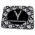 3dRose Pretty Black and White Floral Monogram Letter Y - Dish Drying Mats (ddm-241332-1)