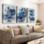 Blue Flowers Canvas Wall Art for Bedroom Home Decor - Artwork for Wall, Abstract Floral Wall Decor Print -Bathroom, Living Room, Kitchen Decor - Ready to Hang 3 Patchwork, 12x16inchx3pcs