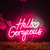Hello Gorgeous Neon Signs for Wall Decoration, Romantic LED Wedding Neon Sign, Party, Girls Bedroom Neon Sign with Adjustable Light Brightness