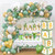 Winrayk 140Pcs Sage Green Baby Shower Decorations for Boy Girl Baby Box Sage Green Balloons Arch Kit Oh Baby Backdrop Tablecloth Heart Balloon Jungle Safari Gender Reveal Sage Green Party Decorations