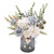LUEUR Fake Flowers with Vase, Blue Silk Roses Artificial Flowers in Vase Silk Flowers Arrangement with Vase Suitable for Home Decor Office Decoration, Dining Table Centerpiece