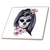 3dRose Female Skull with Pink Flowers in Hair Black White Gothic Day of The Dead Tile, 4 x 4