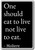 One should eat to live, not live to eat.... - Moliere quotes fridge magnet, Black