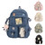 Kawaii Backpack Lovely Pastel Rucksack for Teen Girls, Cute Aesthetic Bookbag for School with Kawaii Pin and Accessories (Blue 02)