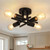 WILON Black Semi Flush Mount Ceiling Light Fixture, Hallway Light Fixtures Ceiling Mount, 4-Light Farmhouse Light Fixtures Ceiling Lamp for Kitchen Living Room Bedroom Entryway Foyer, E26 Base
