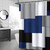 Mnbf Waterproof Shower Curtain,Geometric, Dark Blue, White, Bathroom Shower Curtain with 12 Hooks, 3D Printed Curtain Polyester Shower Curtain -- 72 in X 60"