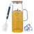 Glass Pitcher with Lid and Handle, 50 oz/1500ml Water Carafe with Handle, Water Pitcher for Hot/Cold Water & Iced Tea Beverage, juice, Milk