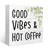 Mtrgdn Good Vibes and Hot Coffee Wood Box Sign Desk Decor Motivational Coffee Wooden Box Block Sign Decorations for Home Kitchen Wall Tabletop Desk Decor Coffee Lover Gift