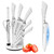 Knife Set, 9 PCS White Stainless Steel Kitchen Knife Set for Chef, Super Sharp Knife Set with Acrylic Stand, Non-Stick Coated Chef Knives Block Set for Kitchen with Sharpener, Ergonomical Design
