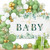 Rubfac Sage Green Baby Shower Decorations 120pcs Green and Gold Balloons Arch Garland Kit with Backdrop for Boy and Girl Baby Shower Gender Reveal Party Supplies