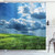 Ambesonne Clouds Shower Curtain, Freshening Grasslands and Large Rain Clouds Epic Field Idyllic Sky Scenery, Cloth Fabric Bathroom Decor Set with Hooks, 69" W x 70" L, Blue Green