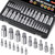 TICONN 32PCS HEX Bit Socket Set, SAE and Metric Hex Bit Set with Storage Case, S2 Alloy Steel Bits with Cr-V Steel Socket, Ideal for Automotive, Mechanics, Home Repair (Metric & SAE)
