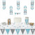 Big Dot of Happiness Little Miracle Boy Blue & Gray Cross - Triangle Baptism or Baby Shower Decoration Kit - 72 Pieces